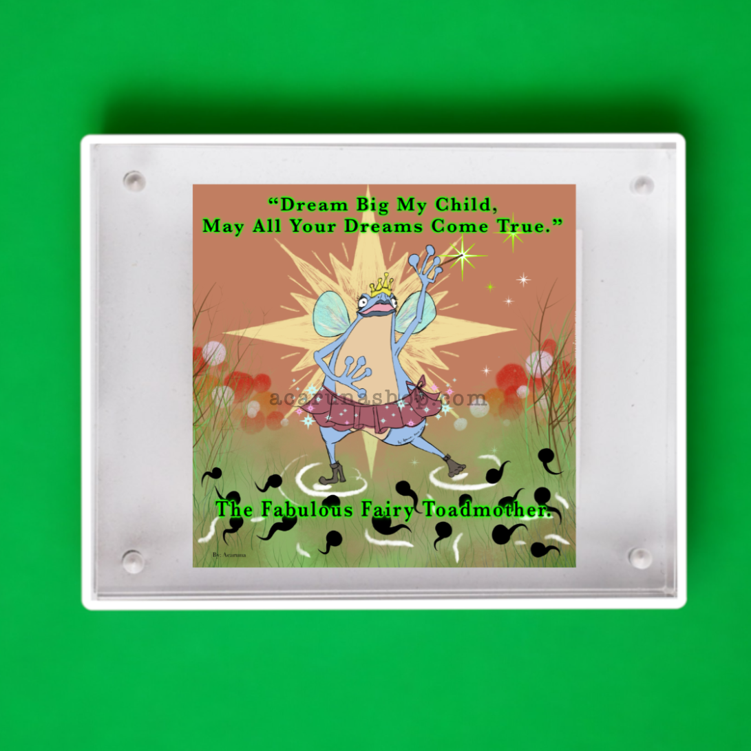 Acaruna's FAIRY TOADMOTHER'S digital art printed on items in low resolution examples preview.