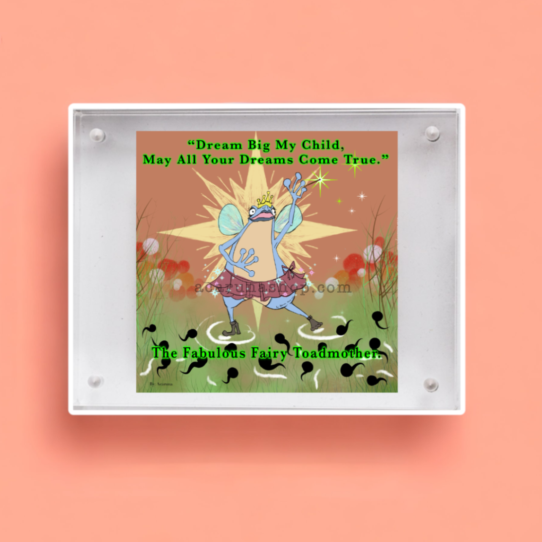 Acaruna's FAIRY TOADMOTHER'S digital art printed on items in low resolution examples preview.