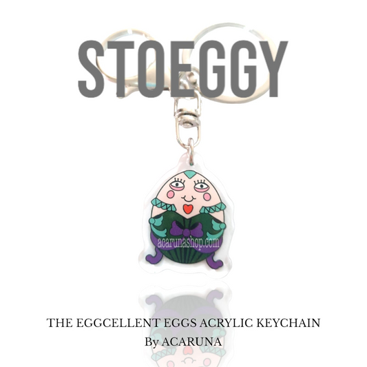 Acaruna’s acrylic keychains. STOEGGY from The Eggcellent Eggs collection.
