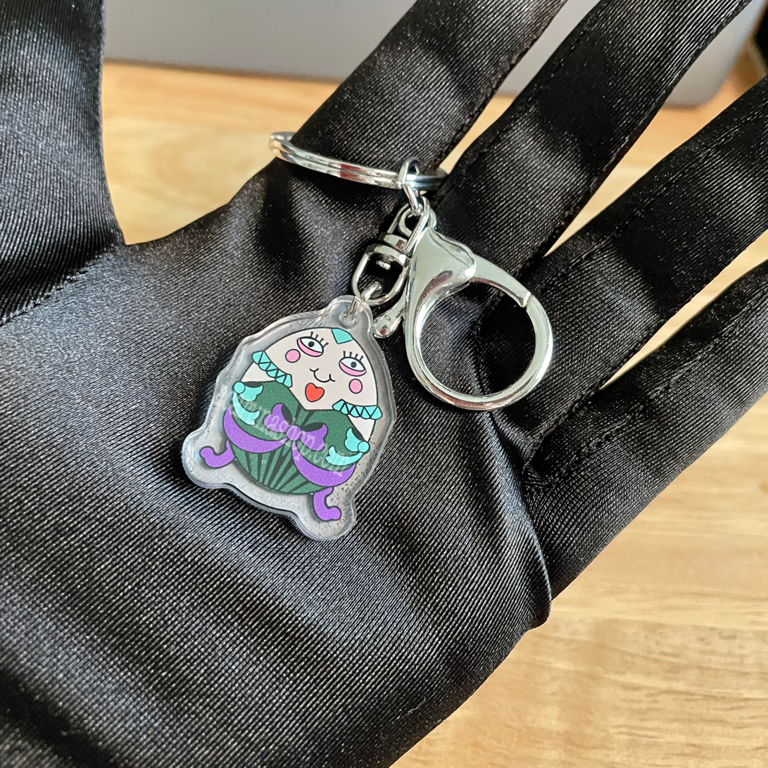Acaruna’s acrylic keychains. STOEGGY from The Eggcellent Eggs collection.