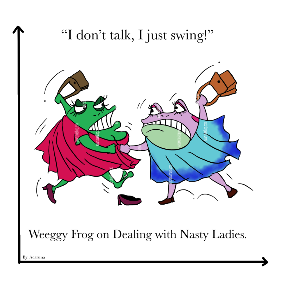 Acaruna's WEEGGY The Frog's digital art printed on items in low resolution examples preview.